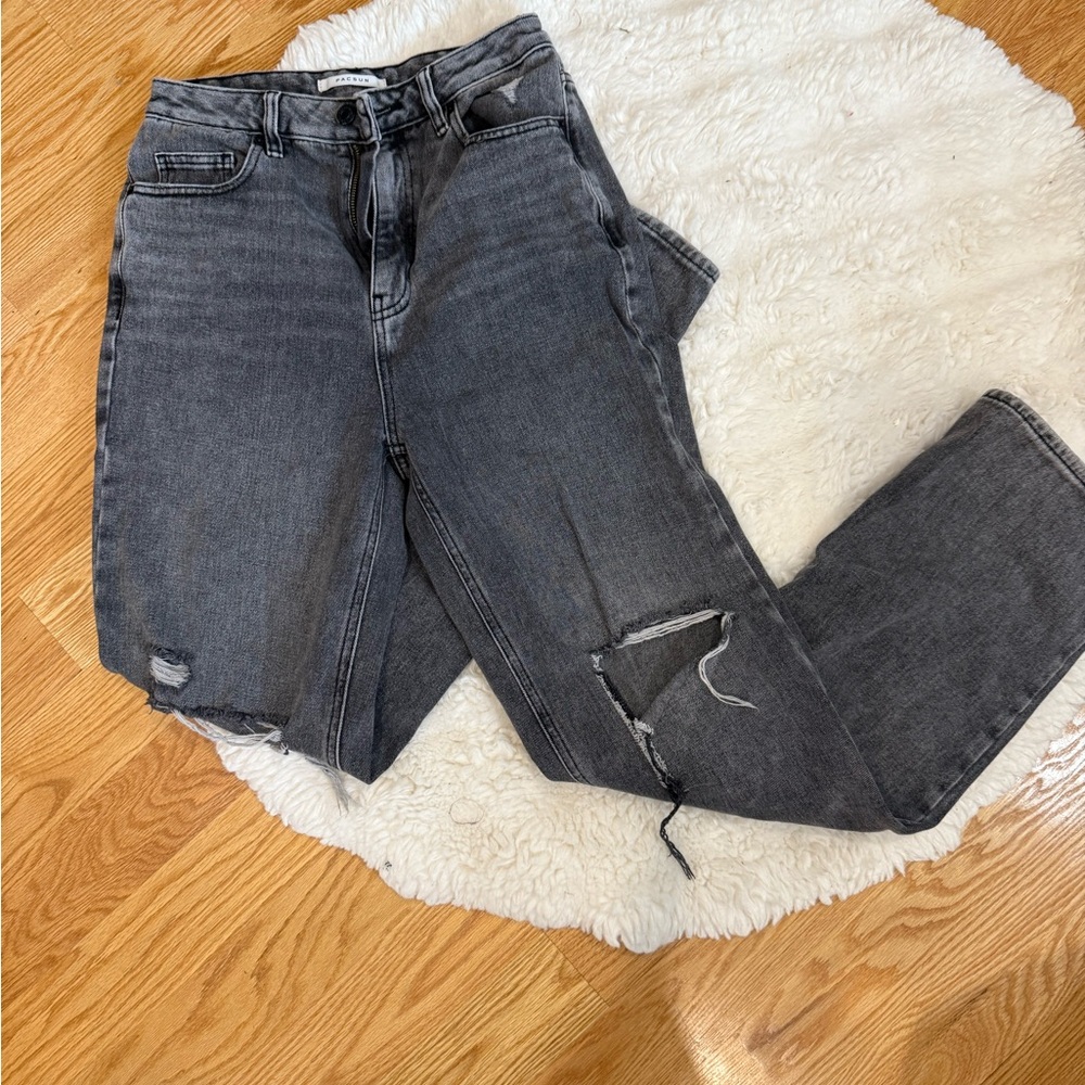 PACSUNHigh-Rise Gray Distressed Women’s Jeans